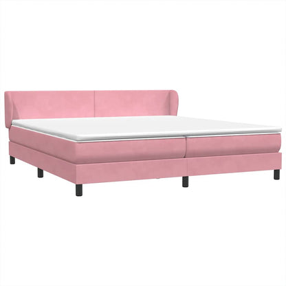 Giroletto a Molle con Materassi Rosa 200x220 cm in Velluto