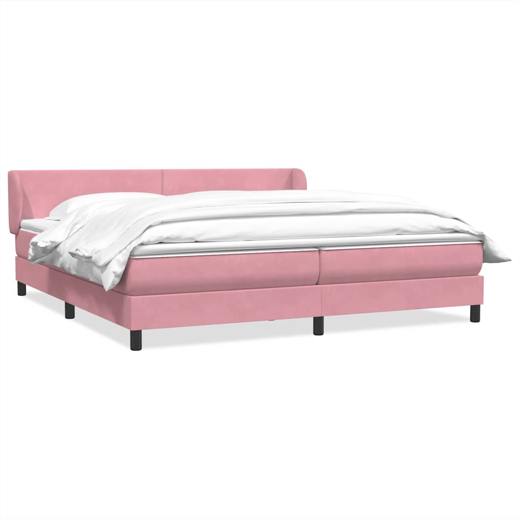 Giroletto a Molle con Materassi Rosa 200x220 cm in Velluto