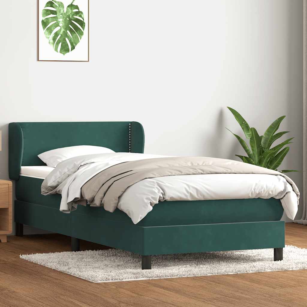 Giroletto a Molle con Materasso Verde Scuro 80x210 cm Velluto