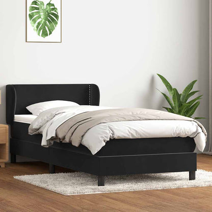 Giroletto a Molle con Materasso Nero 90x210 cm in Velluto
