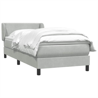 Giroletto a Molle con Materasso Grigio Chiaro 100x210cm Velluto