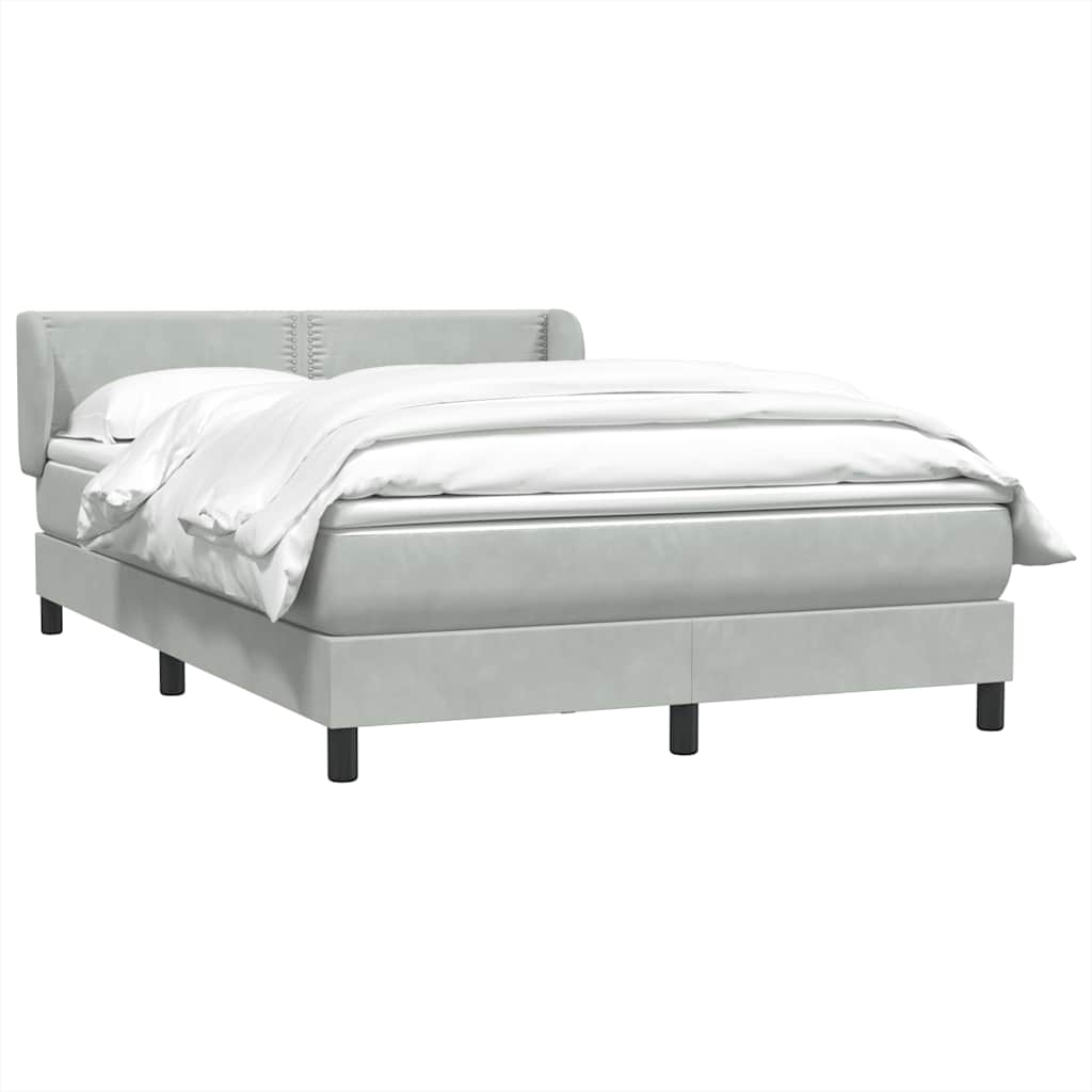 Giroletto a Molle con Materasso Grigio Chiaro 140x210cm Velluto