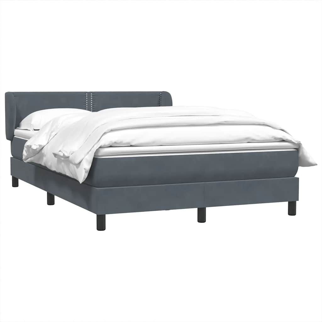 Giroletto a Molle con Materasso Grigio Scuro 140x210 cm Velluto