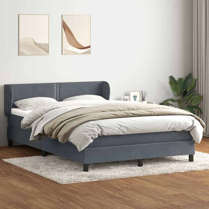 Giroletto a Molle con Materasso Grigio Scuro 140x210 cm Velluto