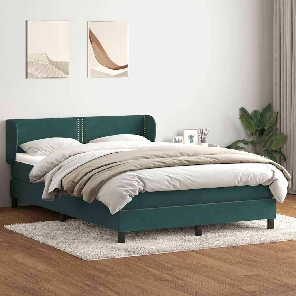 Giroletto a Molle con Materasso Verde Scuro 140x210 cm Velluto