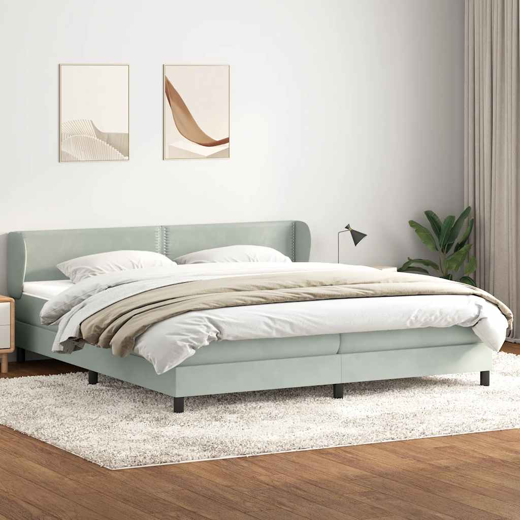 Giroletto a Molle con Materassi Grigio Chiaro 180x210cm Velluto