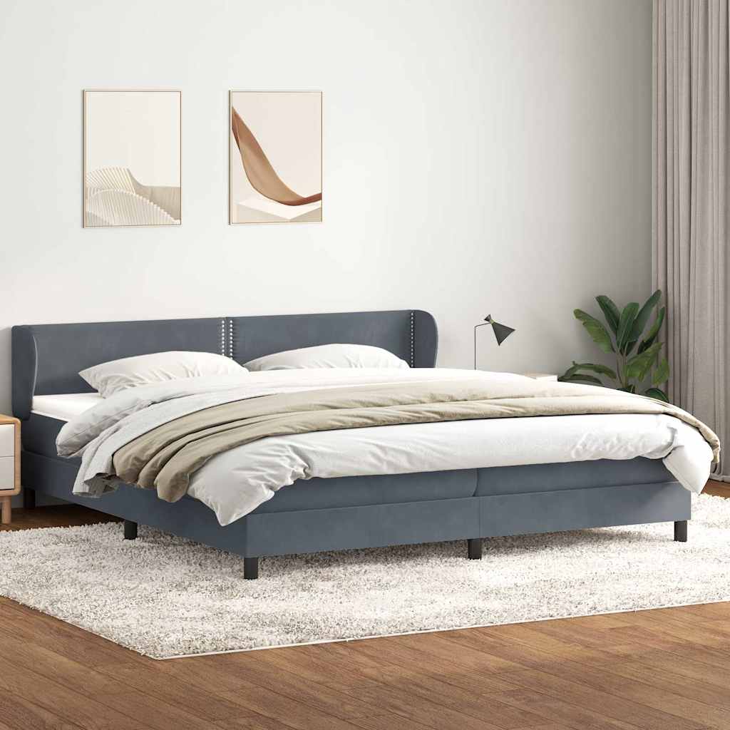 Giroletto a Molle con Materassi Grigio Scuro 180x210 cm Velluto