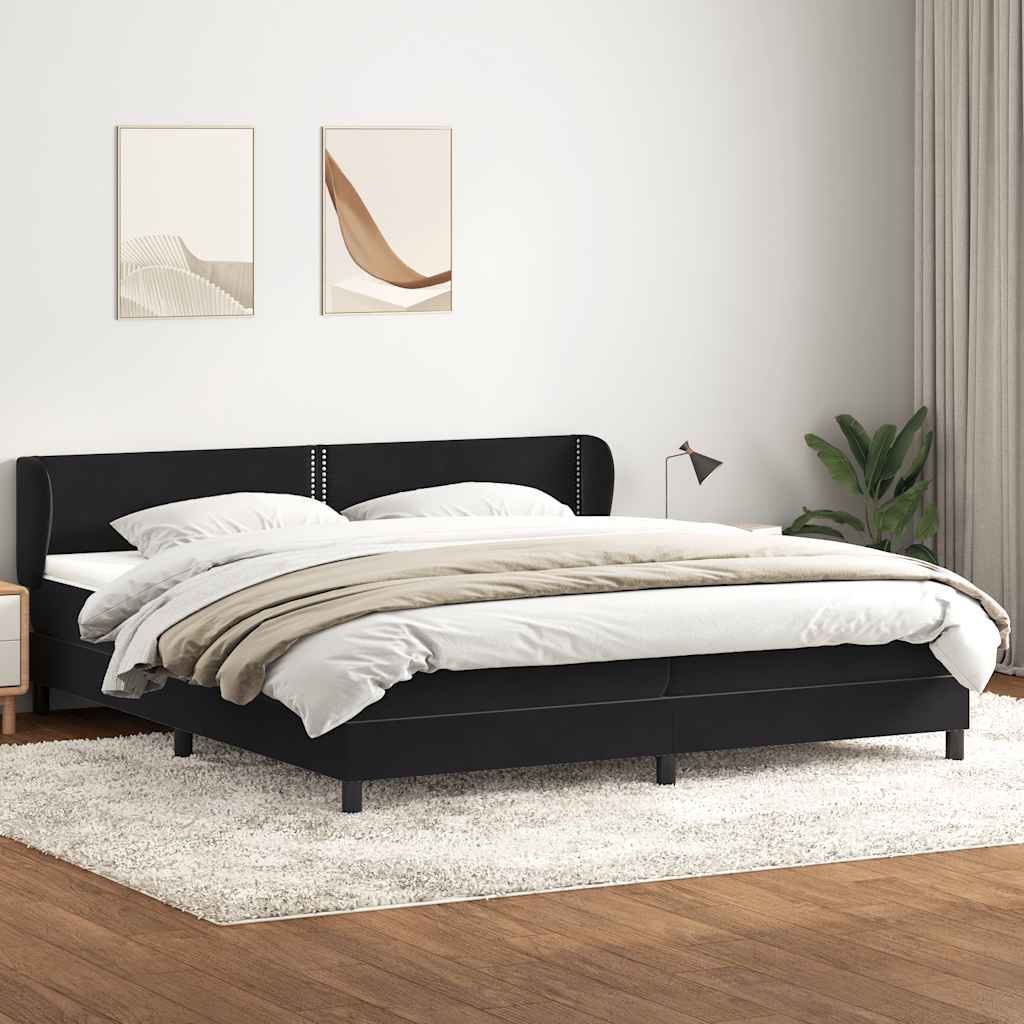 Giroletto a Molle con Materassi Nero 180x210 cm in Velluto