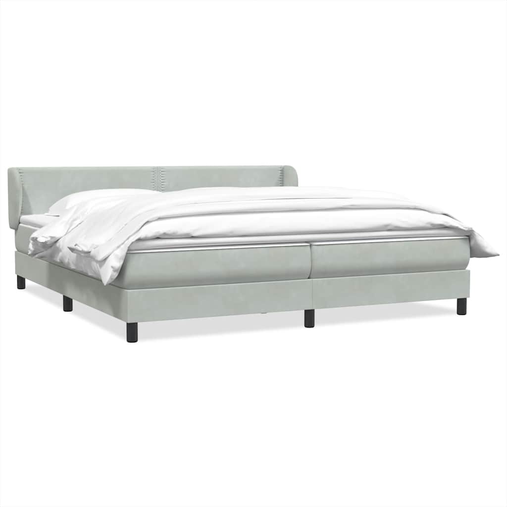 Giroletto a Molle con Materassi Grigio Chiaro 200x210cm Velluto