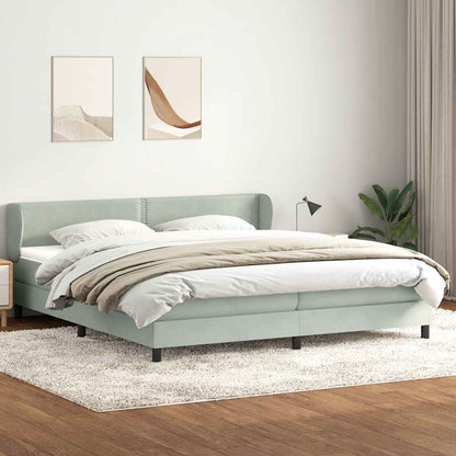Giroletto a Molle con Materassi Grigio Chiaro 200x210cm Velluto
