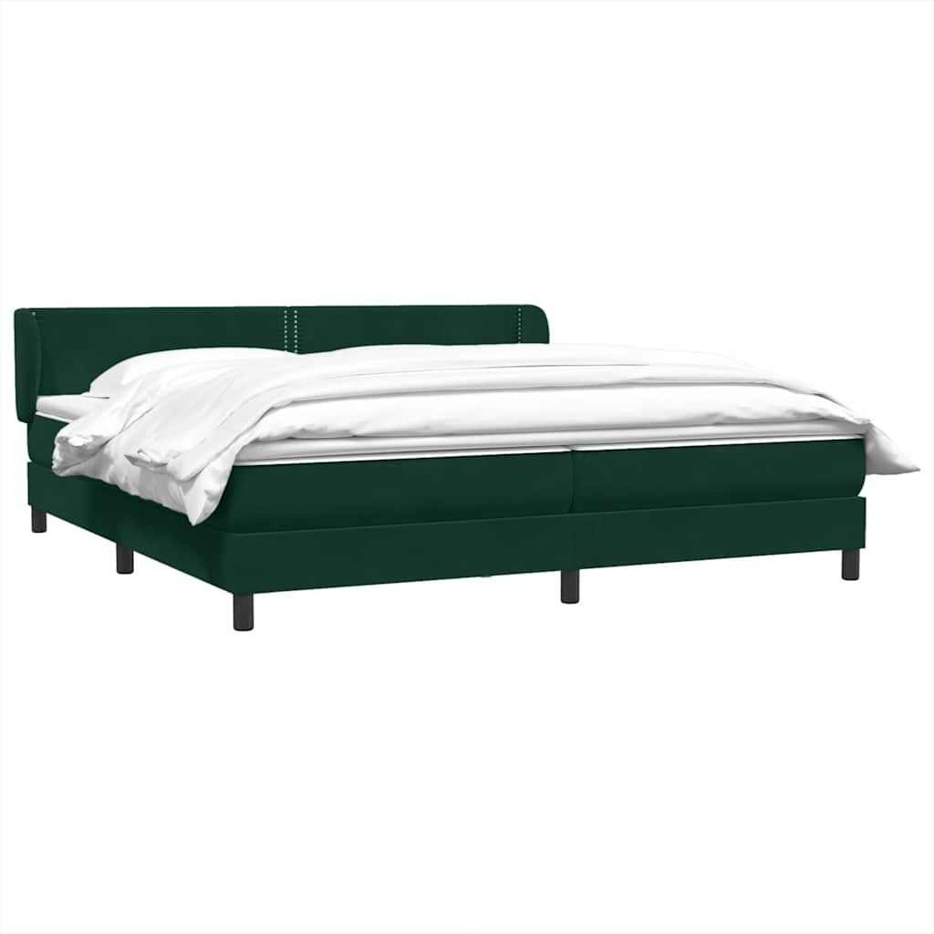 Giroletto a Molle con Materassi Verde Scuro 200x210 cm Velluto