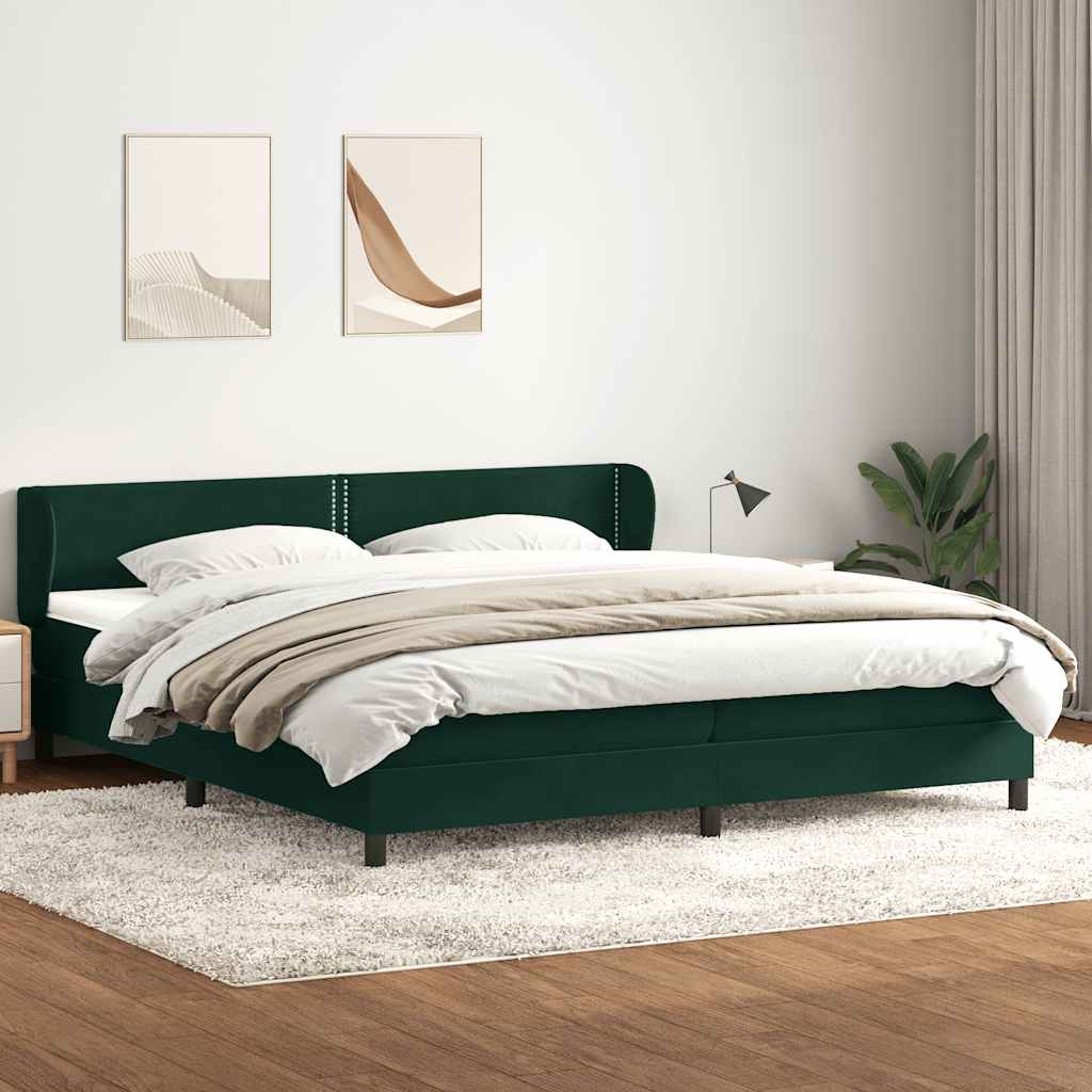 Giroletto a Molle con Materassi Verde Scuro 200x210 cm Velluto