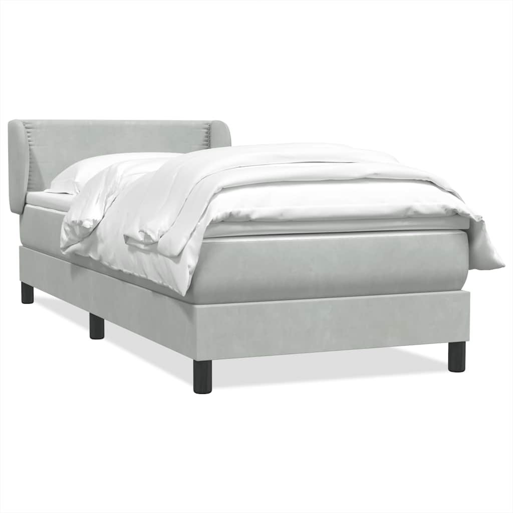 Giroletto a Molle con Materasso Grigio Chiaro 80x220 cm Velluto