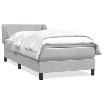 Giroletto a Molle con Materasso Grigio Chiaro 80x220 cm Velluto