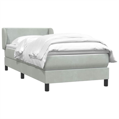 Giroletto a Molle con Materasso Grigio Chiaro 80x220 cm Velluto