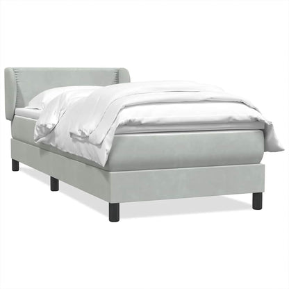 Giroletto a Molle con Materasso Grigio Chiaro 90x220 cm Velluto