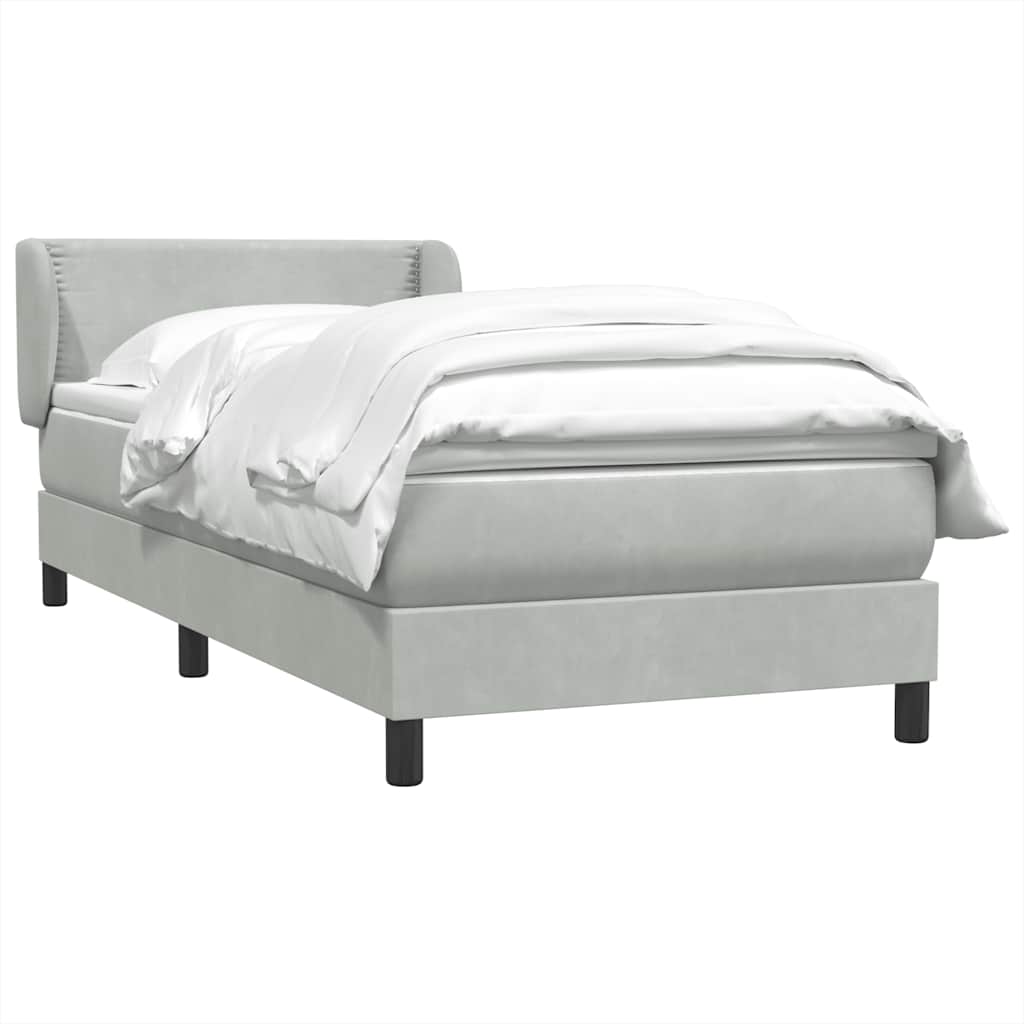 Giroletto a Molle con Materasso Grigio Chiaro 90x220 cm Velluto