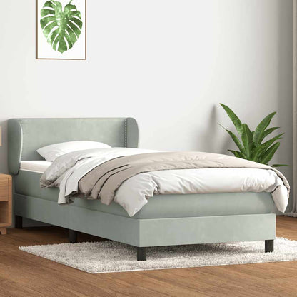 Giroletto a Molle con Materasso Grigio Chiaro 90x220 cm Velluto