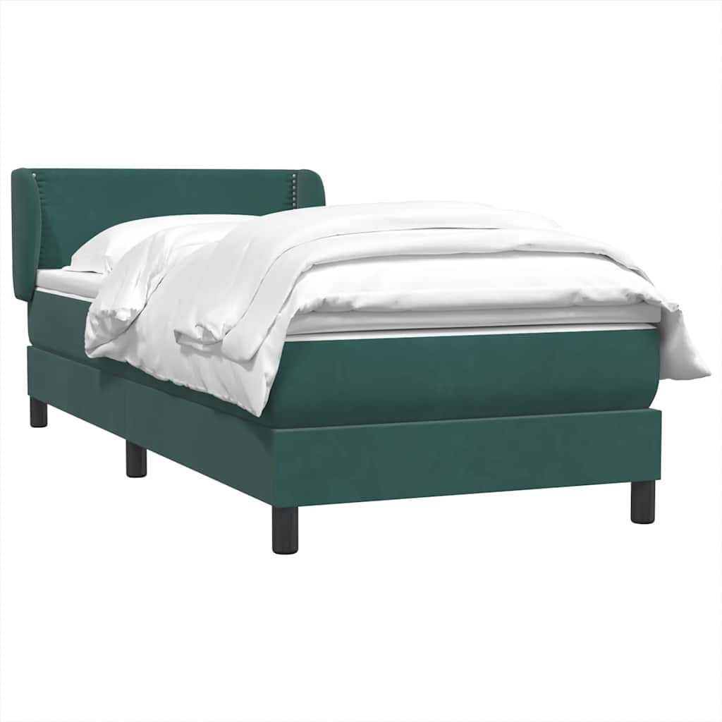 Giroletto a Molle con Materasso Verde Scuro 90x220 cm Velluto