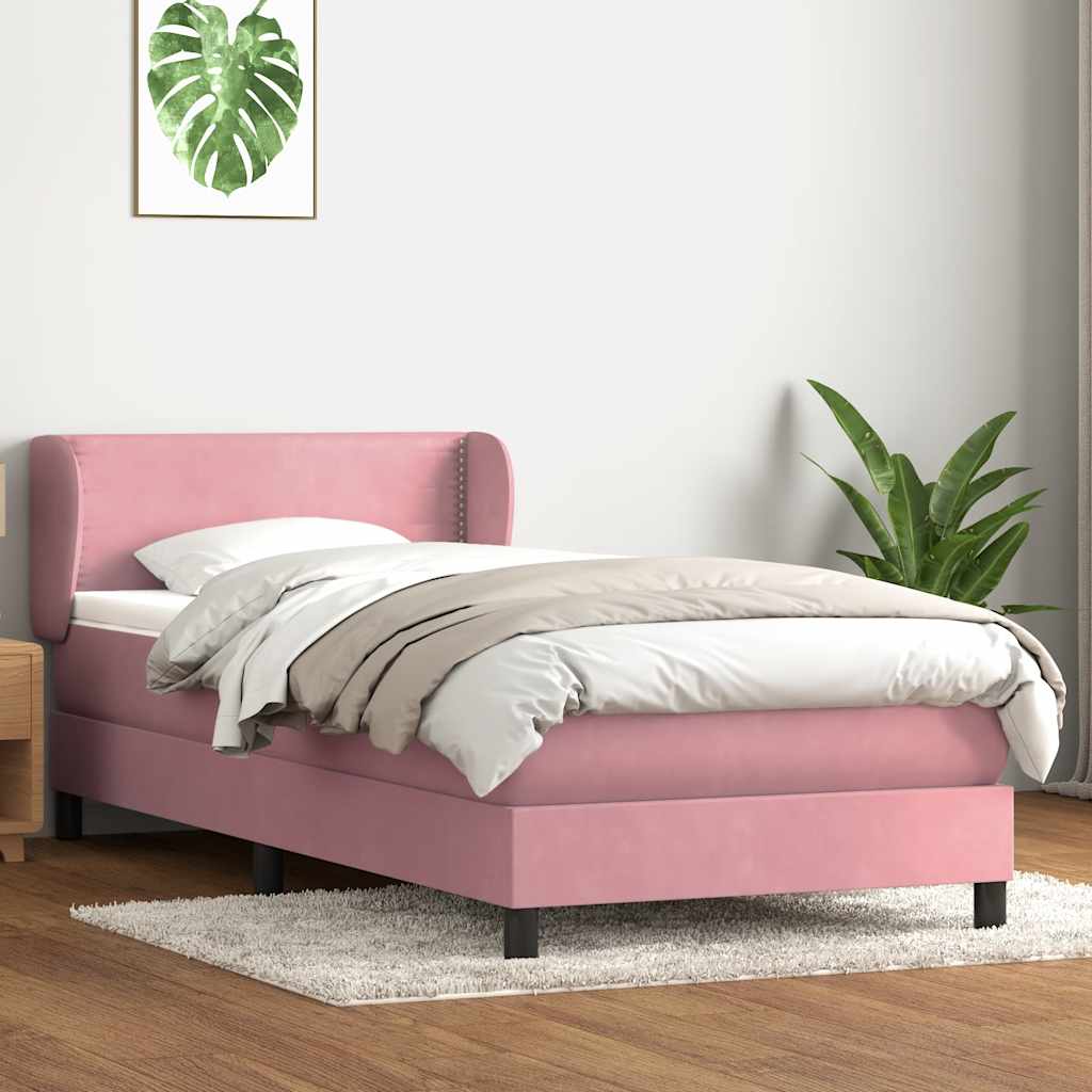 Giroletto a Molle con Materasso Rosa 100x220 cm in Velluto