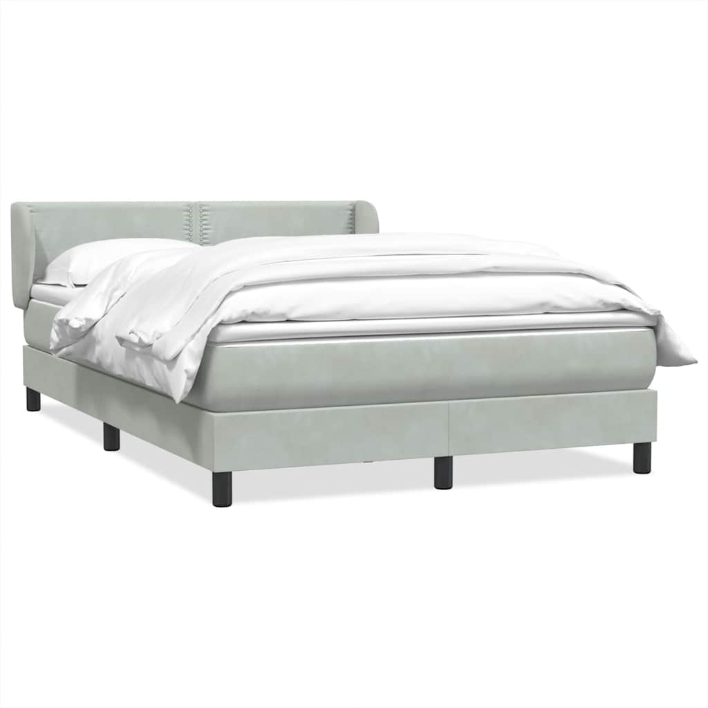 Giroletto a Molle con Materasso Grigio Chiaro 140x220cm Velluto
