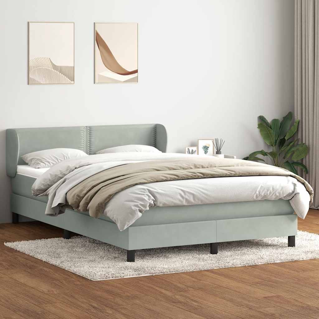 Giroletto a Molle con Materasso Grigio Chiaro 140x220cm Velluto