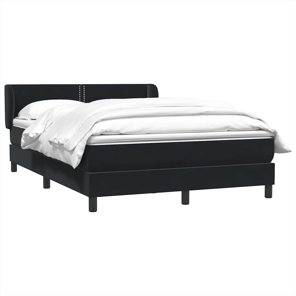 Giroletto a Molle con Materasso Nero 140x220 cm in Velluto