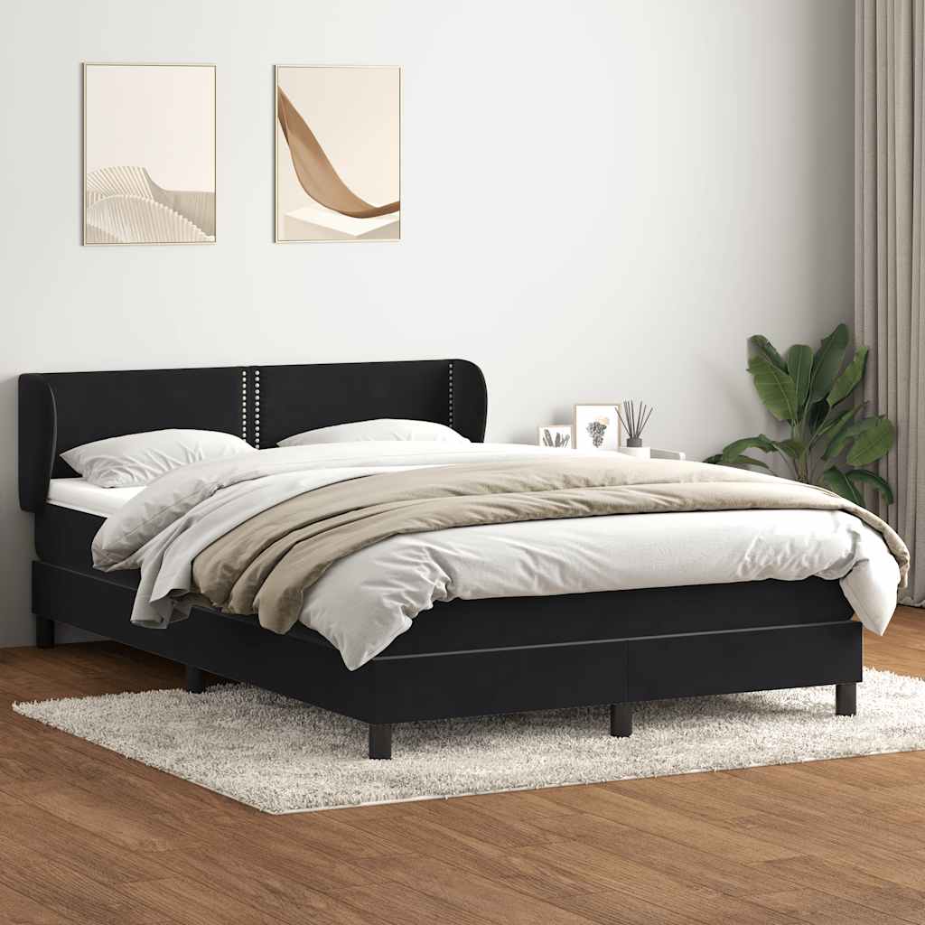 Giroletto a Molle con Materasso Nero 140x220 cm in Velluto