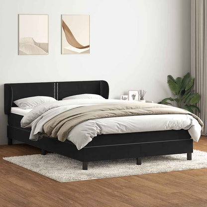 Giroletto a Molle con Materasso Nero 140x220 cm in Velluto
