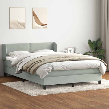Giroletto a Molle con Materasso Grigio Chiaro 160x220cm Velluto