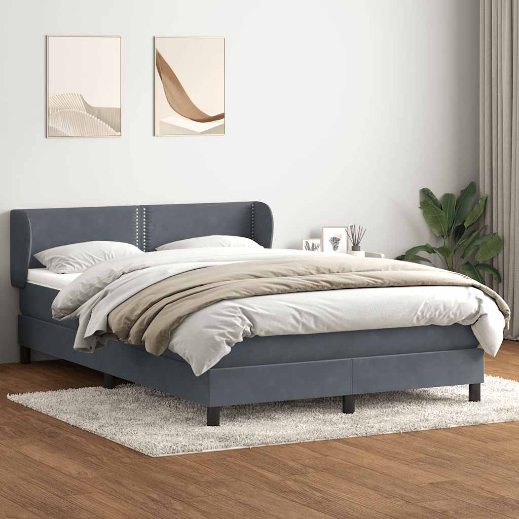 Giroletto a Molle con Materasso Grigio Scuro 160x220 cm Velluto