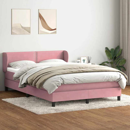 Giroletto a Molle con Materasso Rosa 160x220 cm in Velluto