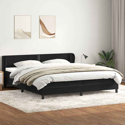 Giroletto a Molle con Materassi Nero 180x220 cm in Velluto