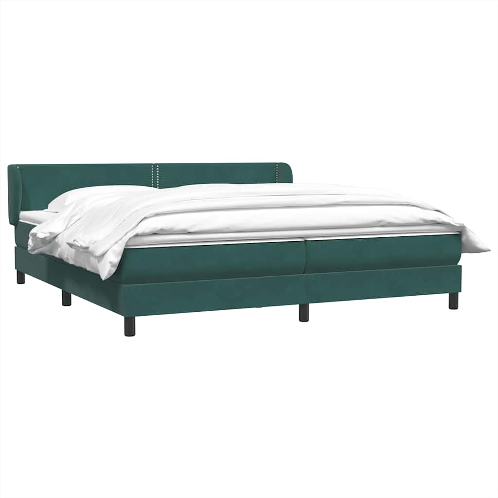 Giroletto a Molle con Materassi Verde Scuro 180x220 cm Velluto