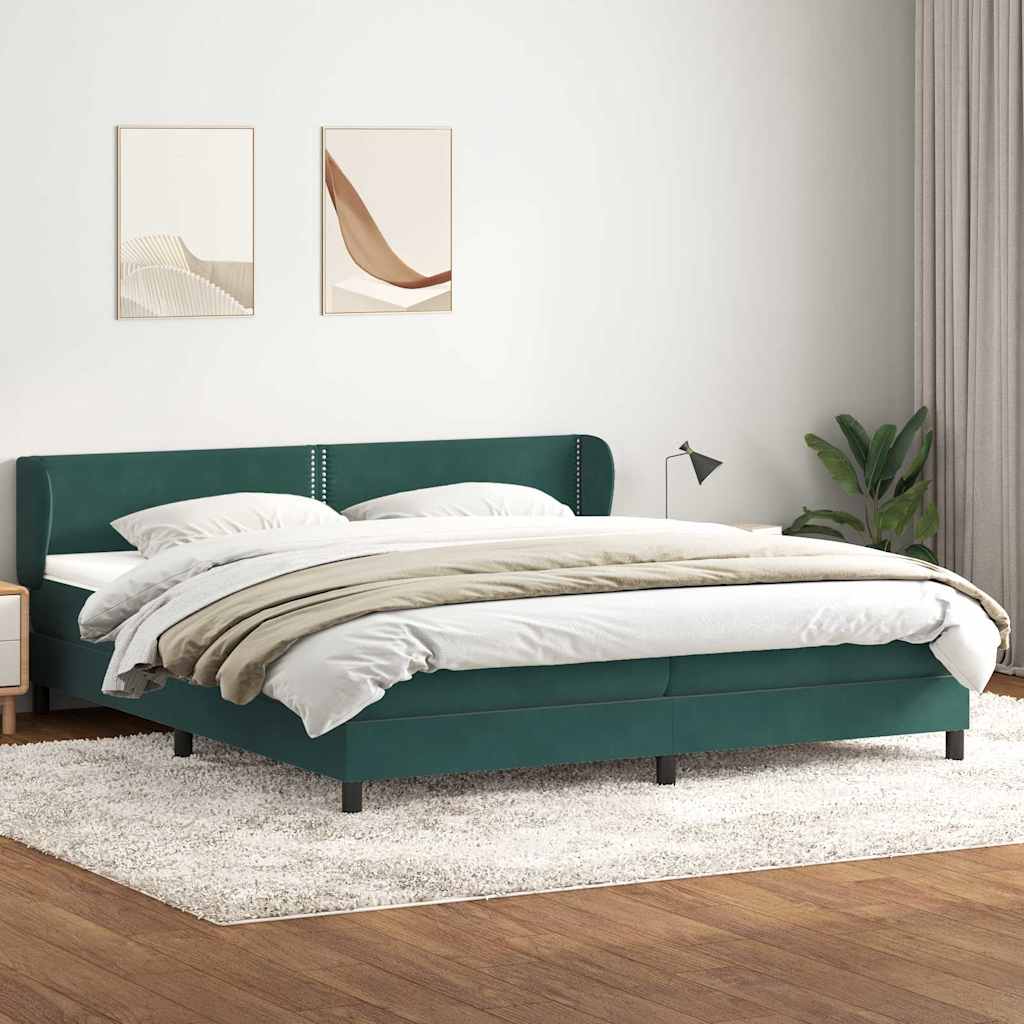 Giroletto a Molle con Materassi Verde Scuro 180x220 cm Velluto
