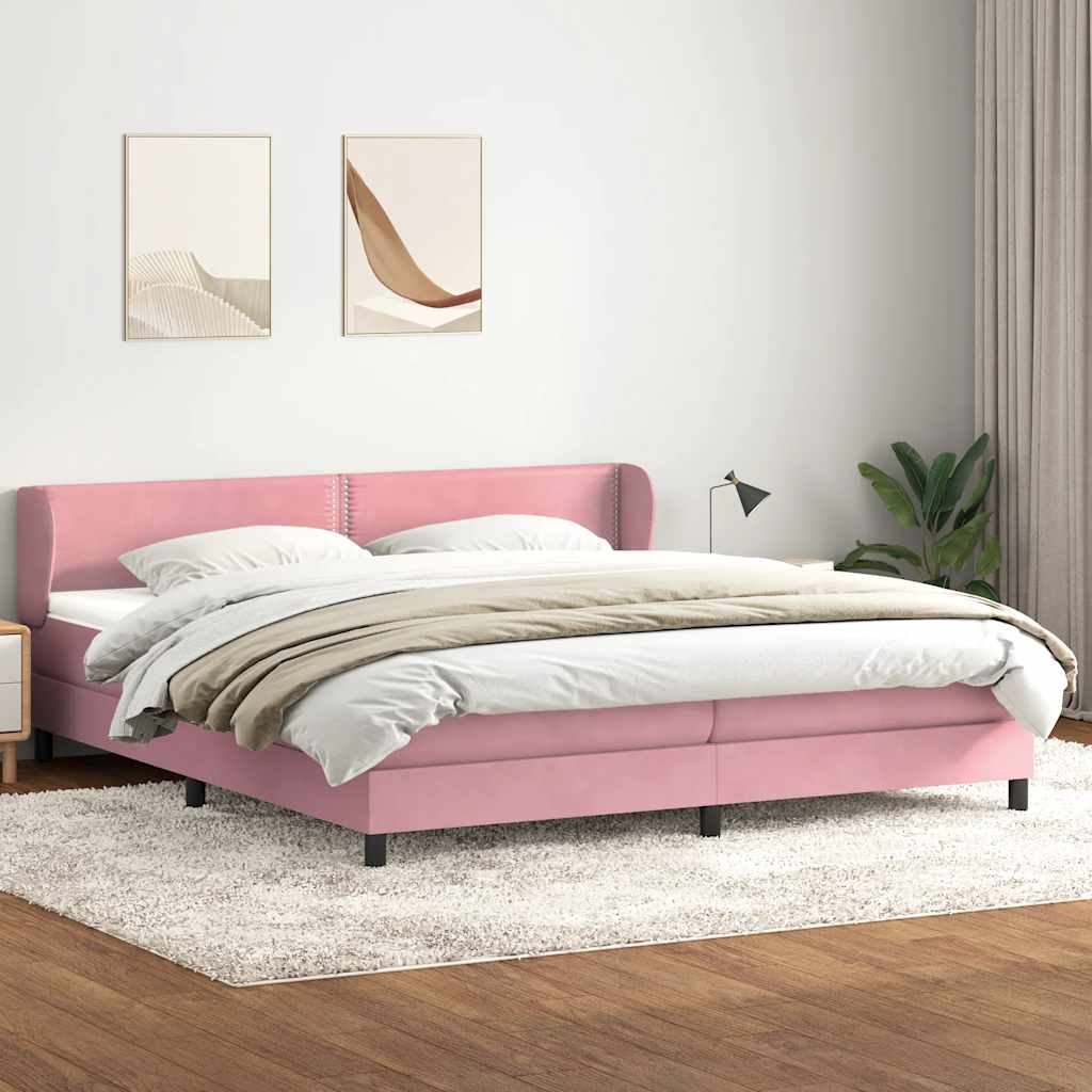 Giroletto a Molle con Materassi Rosa 180x220 cm in Velluto