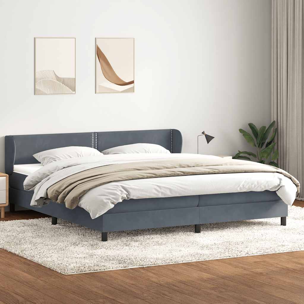 Giroletto a Molle con Materassi Grigio Scuro 200x220 cm Velluto