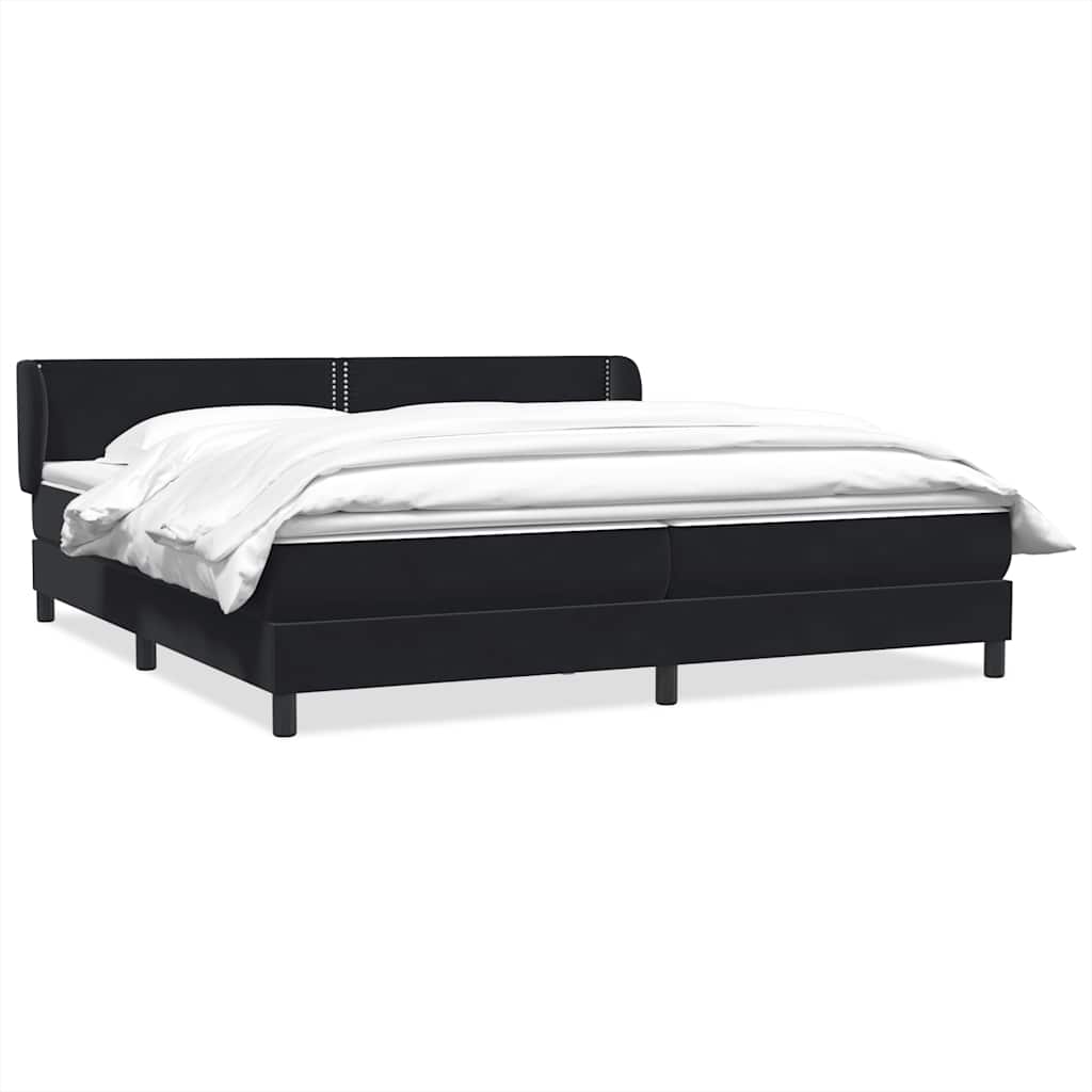 Giroletto a Molle con Materassi Nero 200x220 cm in Velluto