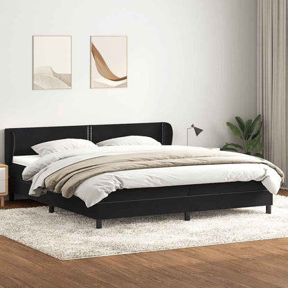 Giroletto a Molle con Materassi Nero 200x220 cm in Velluto