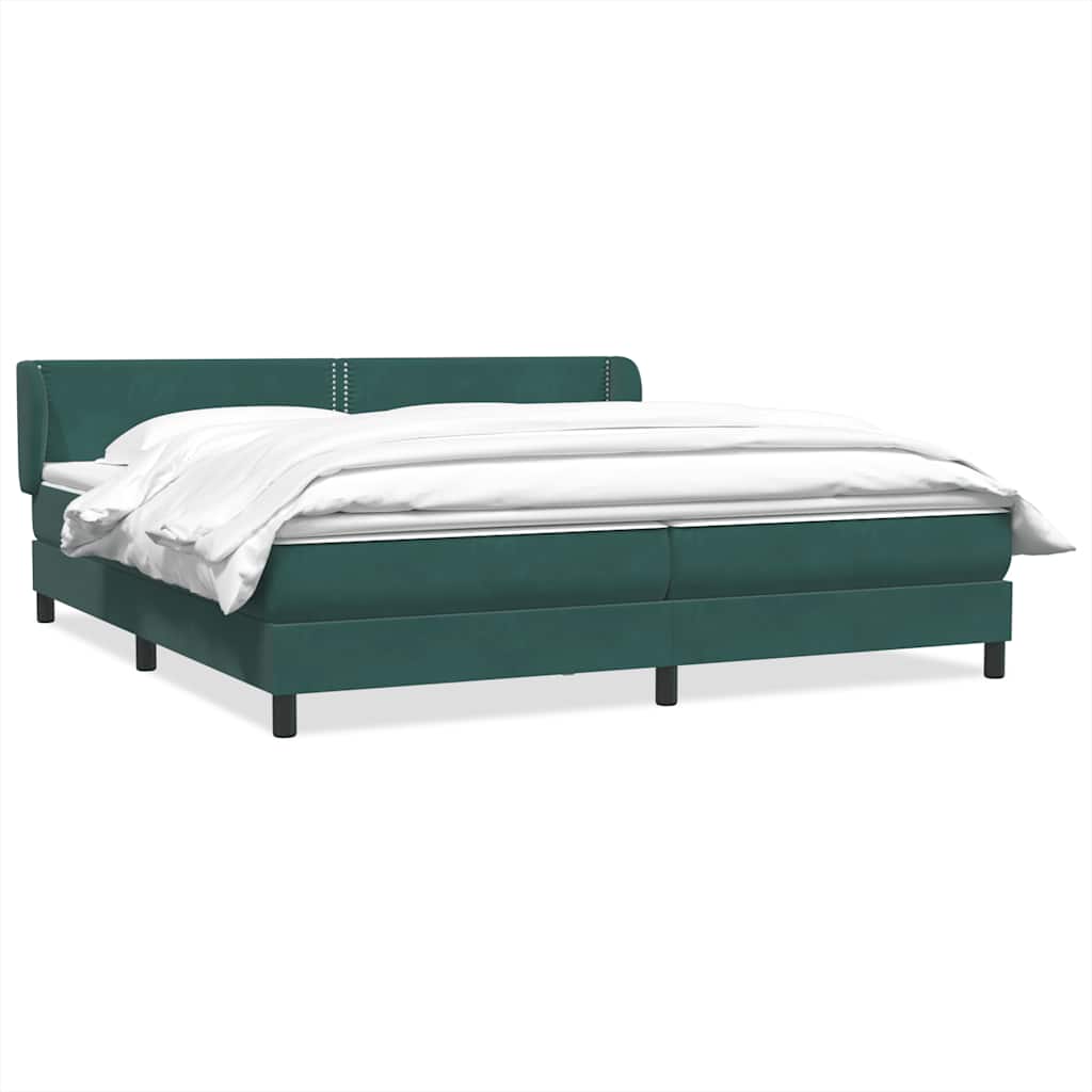 Giroletto a Molle con Materassi Verde Scuro 200x220 cm Velluto