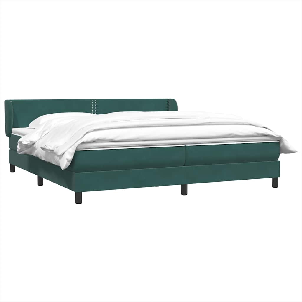 Giroletto a Molle con Materassi Verde Scuro 200x220 cm Velluto