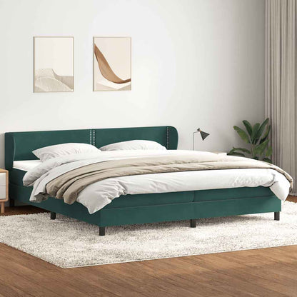 Giroletto a Molle con Materassi Verde Scuro 200x220 cm Velluto
