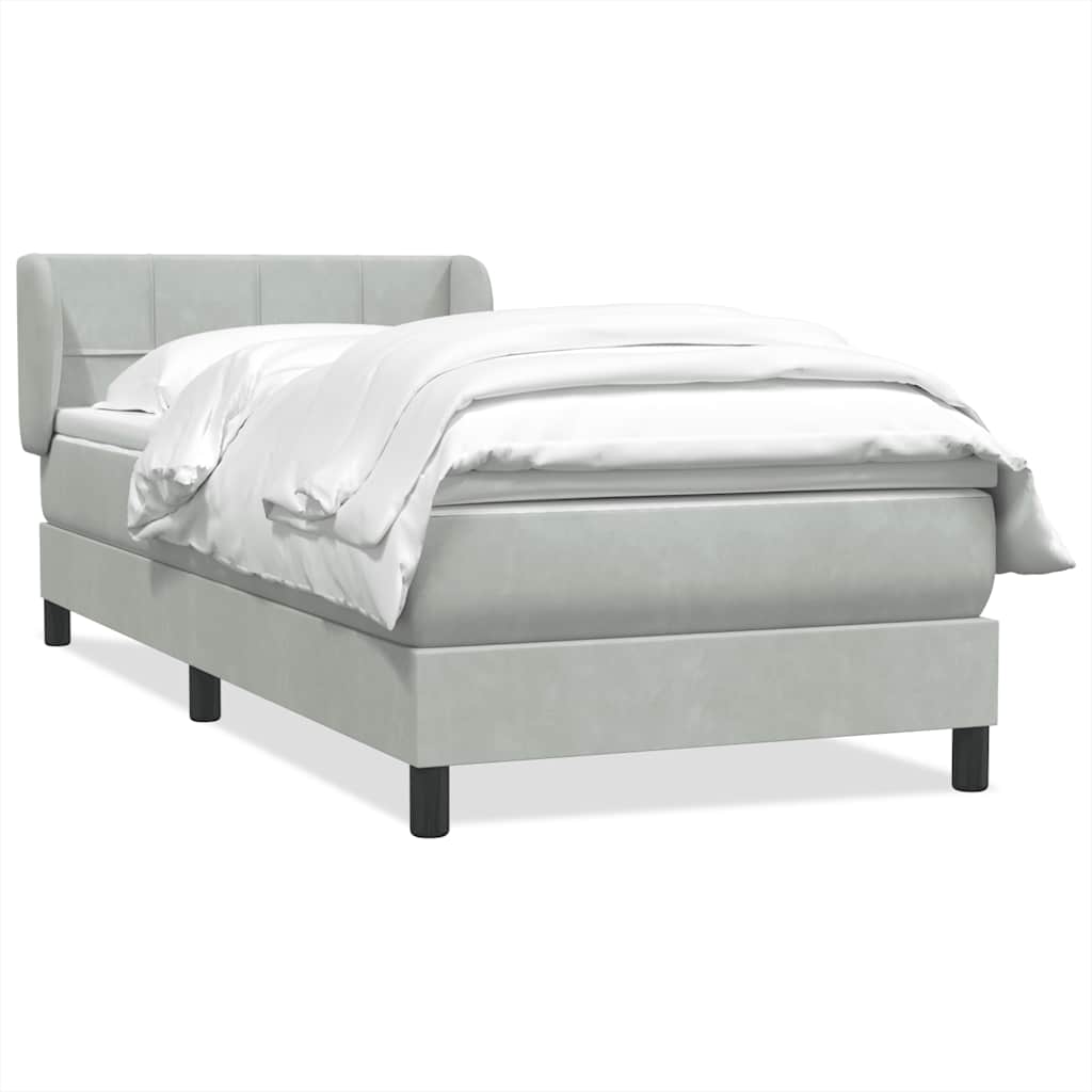 Giroletto a Molle con Materasso Grigio Chiaro 80x210 cm Velluto