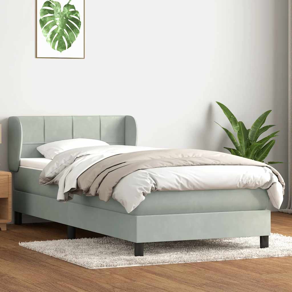 Giroletto a Molle con Materasso Grigio Chiaro 80x210 cm Velluto