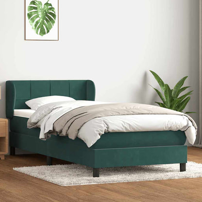 Giroletto a Molle con Materasso Verde Scuro 80x210 cm Velluto