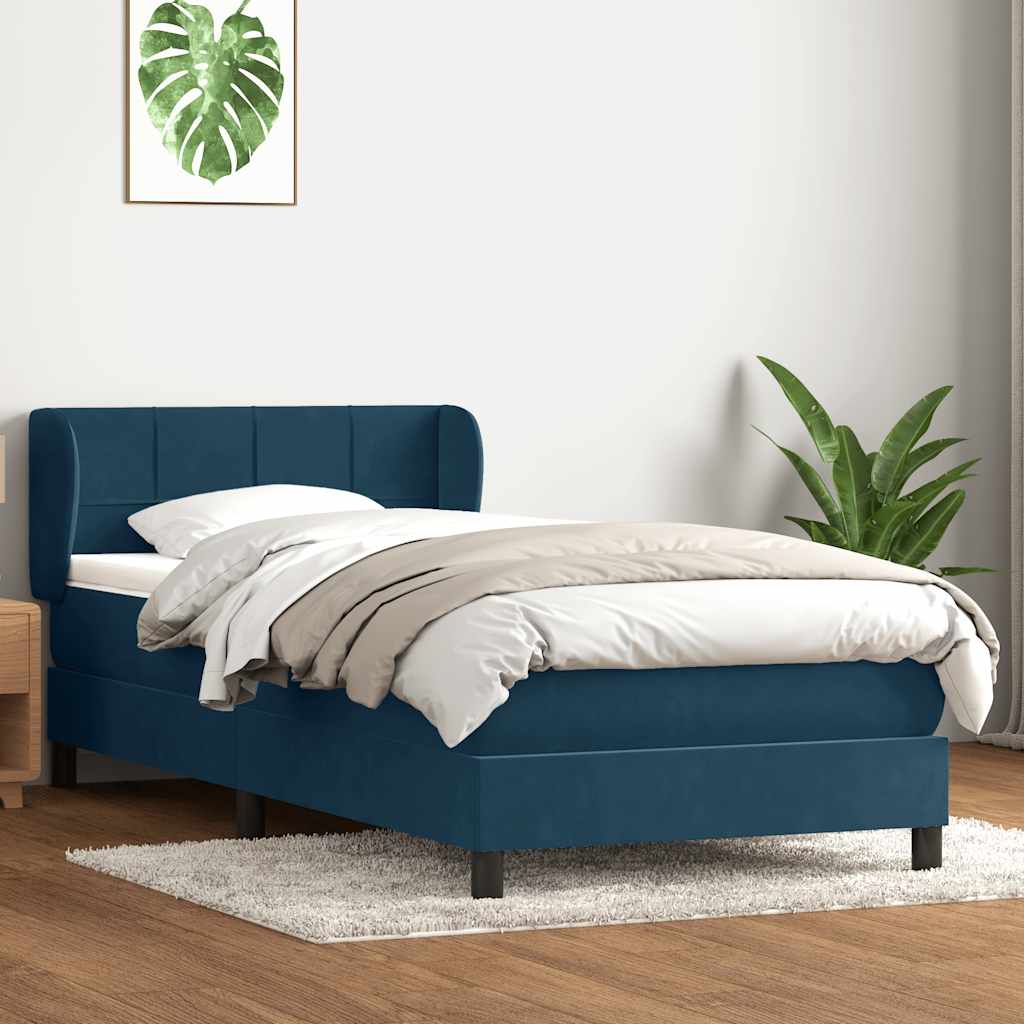 Giroletto a Molle con Materasso Blu Scuro 80x210 cm Velluto