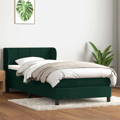 Giroletto a Molle con Materasso Verde Scuro 90x210 cm Velluto