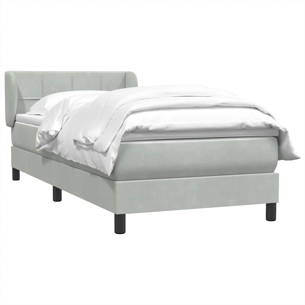 Giroletto a Molle con Materasso Grigio Chiaro 100x210cm Velluto