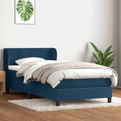 Giroletto a Molle con Materasso Blu Scuro 100x210 cm in Velluto