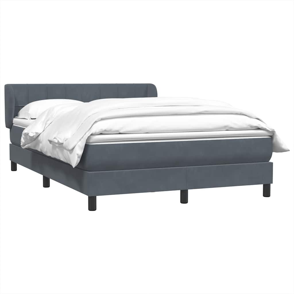 Giroletto a Molle con Materasso Grigio Scuro 140x210 cm Velluto